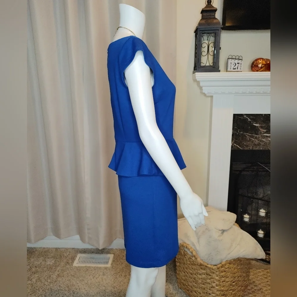CENTRAL PARK WEST Newport Peplum Short Sleeve Dress in Sky S - Picture 4 of 8